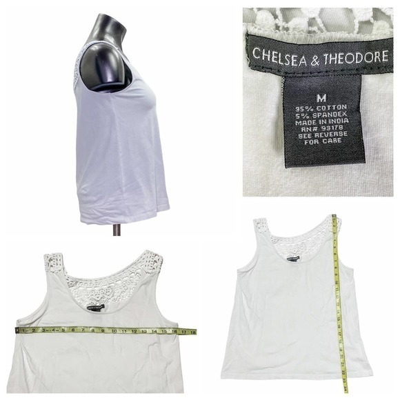 CHELSEA & Theodore White Crochet Tank Top Blouse - Picture 9 of 10